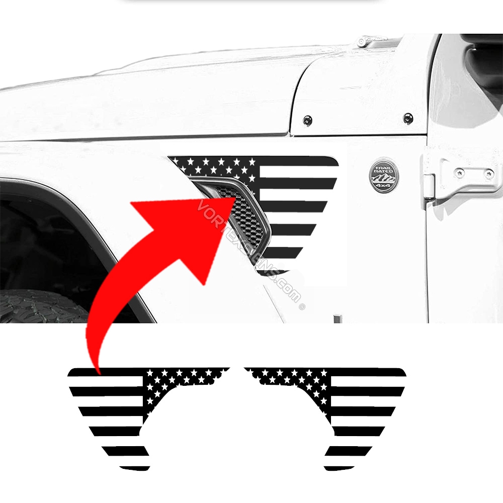 Jeep Gladiator Fender vent flag accent decals & stickers